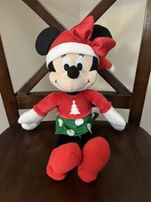 Christmas Minnie mouse Plush With Santa Hat Kohls Cares EUC