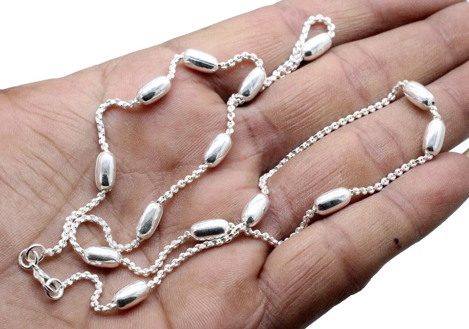 925 Sterling Silver Handmade Jewelry Beautiful Adorable Chain Necklace For Gift Foto 2 de 4
