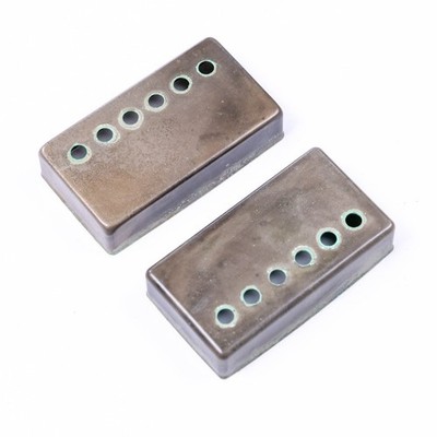 AGP   - Aged Relic Chrome Humbucker Cover Set 50mm Pole Spacing #412617