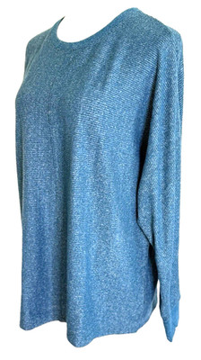 New Time & Tru Women Size L 12-14 Sweater Ribbed Soft Blue Soft New With Tags