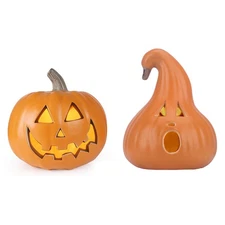2Pack Halloween Decorations Jack O Lantern Waterproof Prelit Fake Pumpkin
