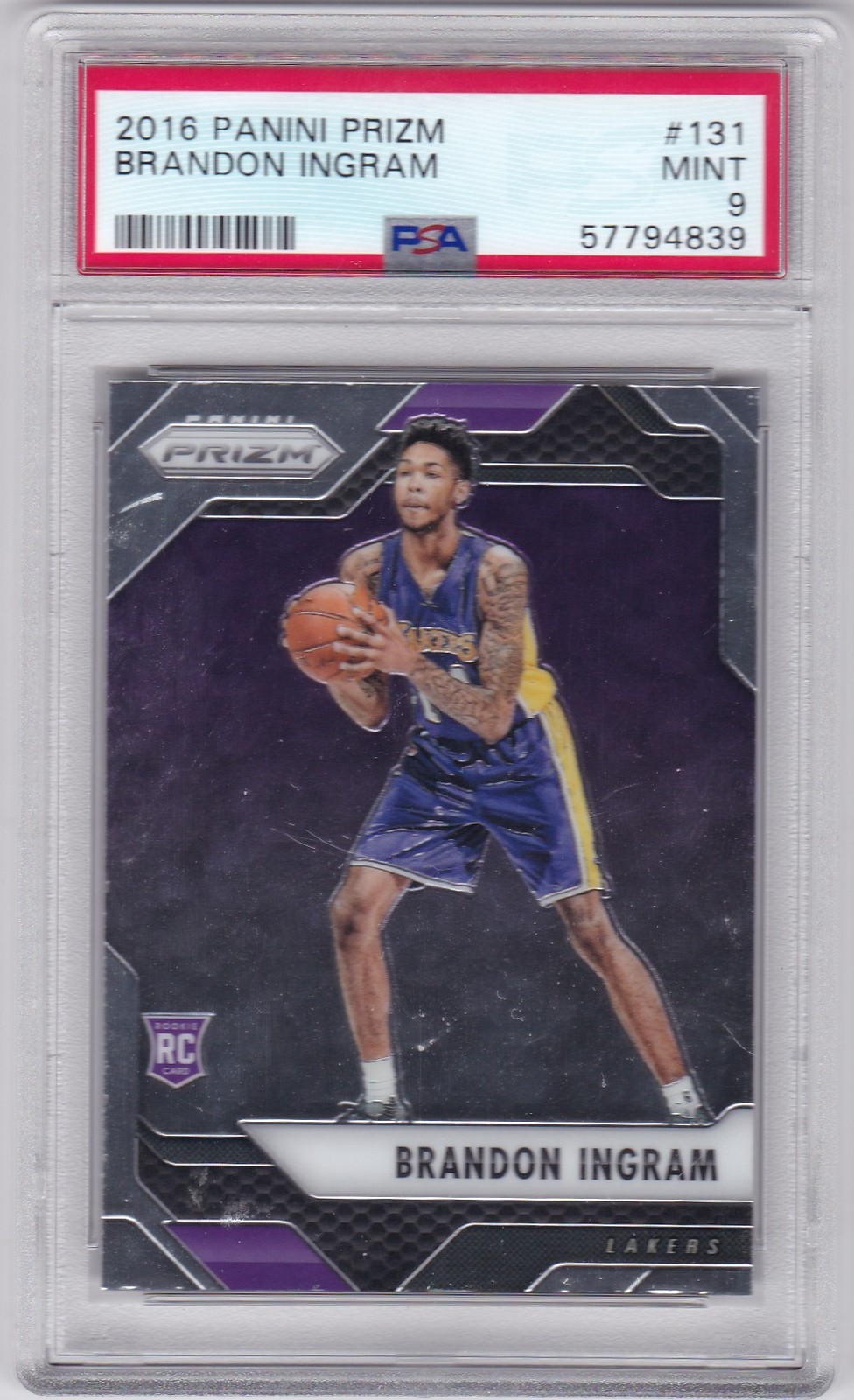 2016 PRIZM PSA 9 #131 BRANDON INGRAM- LOS ANGELES LAKERS