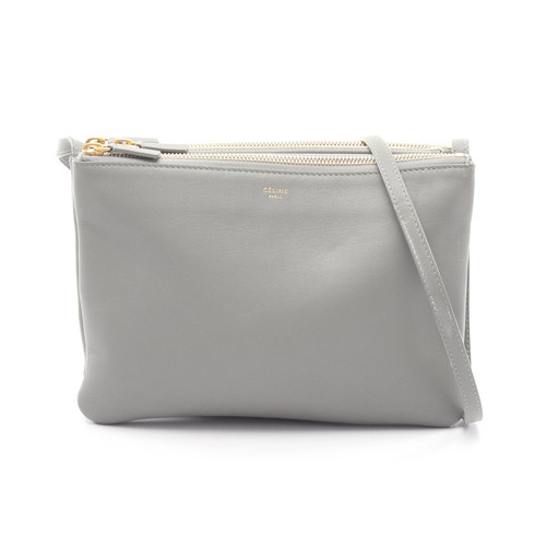 Celine TRIO LARGE Shoulder Bag Gray Leather #RCB3697