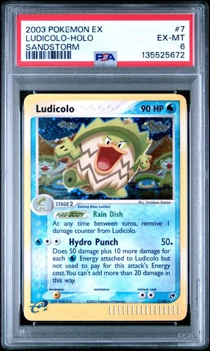 2003 POKEMON EX SANDSTORM #7 LUDICOLO-HOLO PSA 6