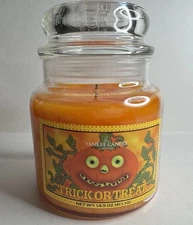 Yankee Candle Halloween TRICK OR TREAT GLOW IN DARK 14.5 oz NEVER LIT *SECONDS*