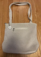 The Sak Bamboo Static Ivory Crochet Bucket Hobo Bag Resort Purse Vacation