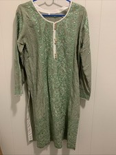 Indian/pakistani Women Brand New Shalwar Kameez Light Green And White