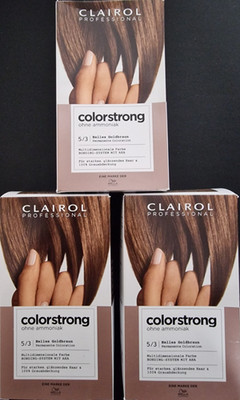 3x Clairol Professional Colorstrong permanente Haarfarbe 5/3 Helles Goldbraun