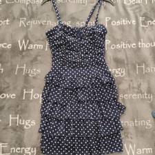 Forever 21 Coquette Y2K navy blue polka dot ruffle Summee dress Size small