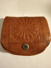 Vintage Moroccan Leather Change Purse with Snap Closure