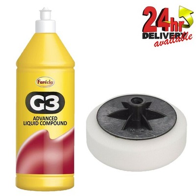 FastMover Hard White 150mm M14 Polish Foam Head With Farecla Advanced Compound