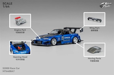 Micro Turbo 1:64 S2000 Race Car transparent blue Diecast Model Car