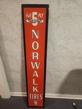 Norwalk Tires Metal Sign 60x12 Full 5 Ply Bead To Bead Great Condition