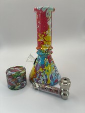 Tobacco Glass Bong & Pipe And Grinder Set