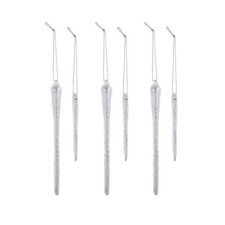 Old World Christmas Glass Christmas Ornament, Frosty Glass Icicles, 6pc