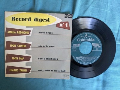 SP Vinyl 45T Piaf, Trenet, Calvert, Rodrigues ''Record Digest'' BE