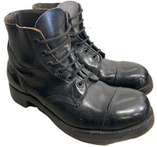 British Army Vintage Parade Studded Ammo Hobnail Boots 7S 1953 Black Leather WW2