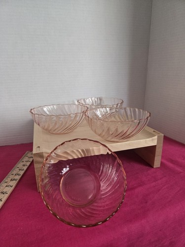 Arcoroc France Vintage Pink Swirl Rosaline Dessert Bowls Set Of 4 Great Conditio