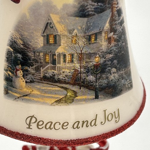 2004 Thomas Kinkade Glass Red Bell Ornament “Peace And Joy ” Victorian Christmas - Picture 3 of 13