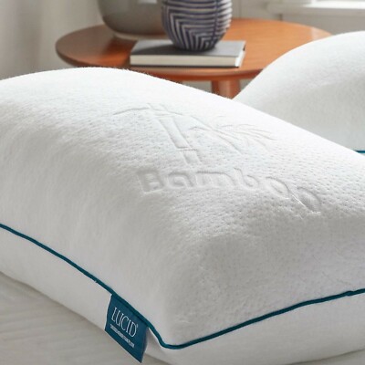 Bamboo Shredded Memory Foam Pillow Zipper Removable Cooling Cover King 2 Pack