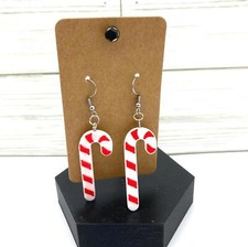 Candy cane Christmas earrings 3-D printed