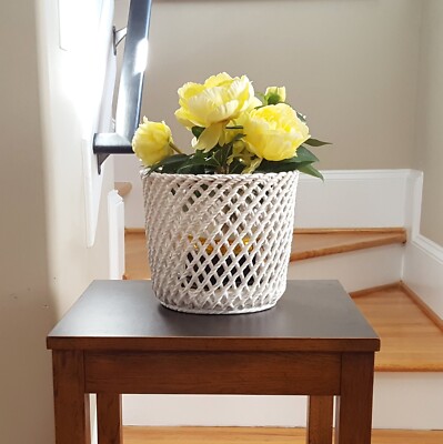 Vintage Ceramic White Flower Pot Cabo S.L. Spain 1980s/90s Great Design & Style!