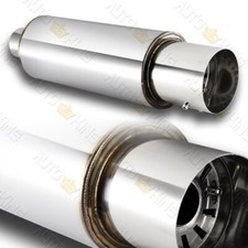 Universal JDM 4" Tip 2.5" Inlet T-304 Stainless Steel Resonator Exhaust Muffler