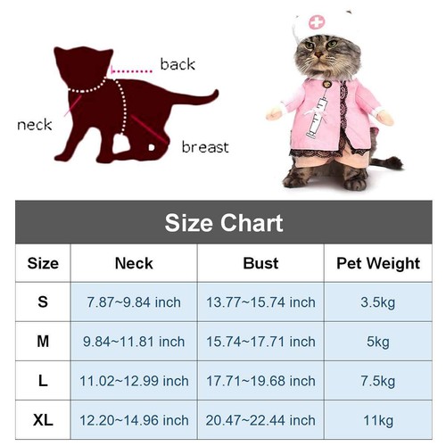 Dog Cat Nurse Costume Pet Halloween Party Cosplay Funny Uniform Clothes New - Picture 2 of 10