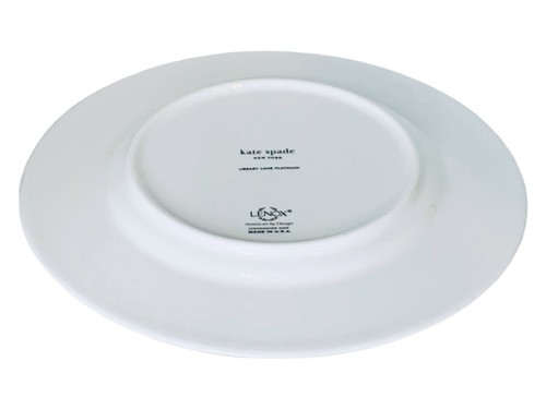 Lenox Kate Spade New York LIBRARY LANE PLATINUM White Bone China Salad Plate - Picture 5 of 7