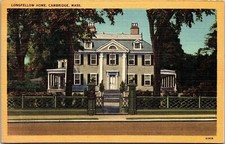 Longfellow Home Cambridge Mass Linen Ma Tichnor Quality Views Unposted Postcard