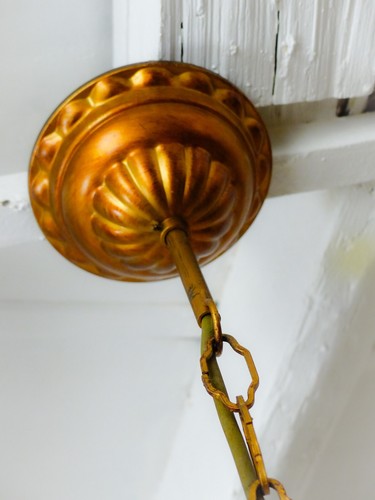 RARE PAIR Vintage Chandelier Colored Glass Drops 1950 Italian Ceiling Murano - Picture 11 of 15