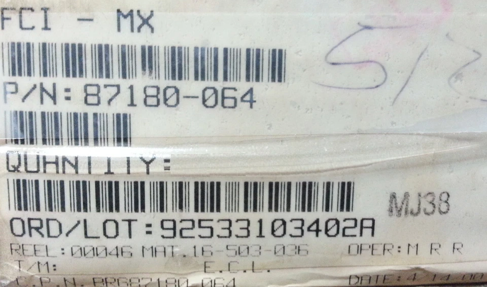 516pcs FCI 87180-064 Modular Jack CAT3 6POS/4Contact 1 Port Connector 6P4C NEW - Image 3 of 3