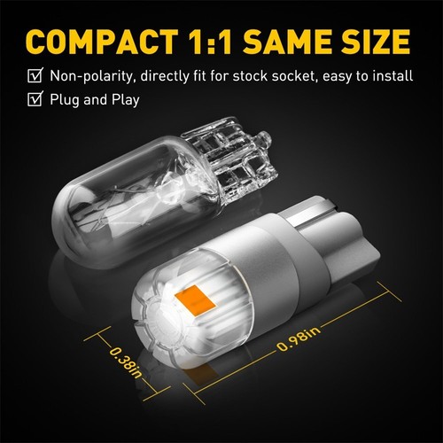 AUXITO 3000K Amber LED Front Side Marker Light Bulbs 168 194 2825 T10 Bright 12V - Picture 2 of 9