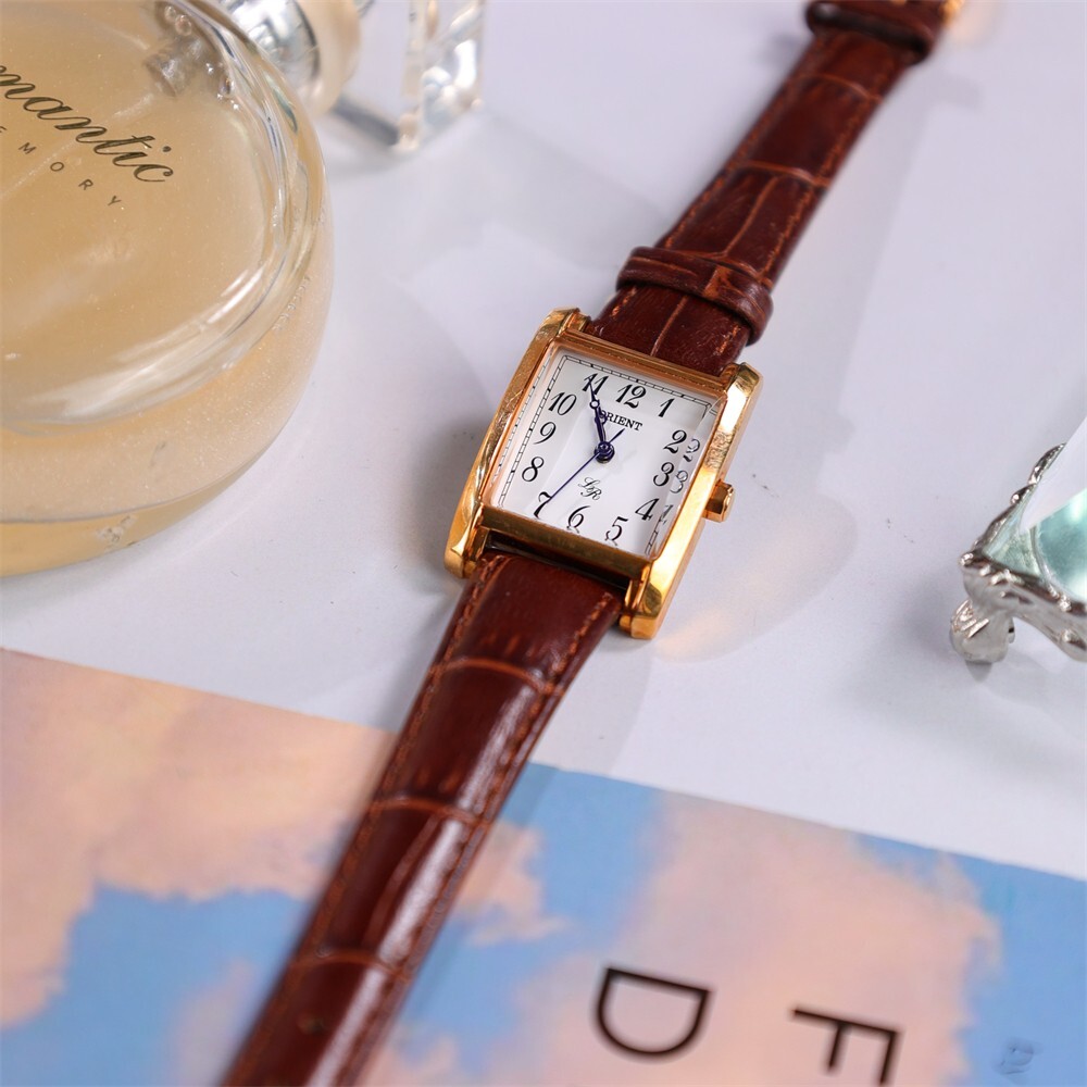 Orient Women's quartz watch Leather strap square exquisite