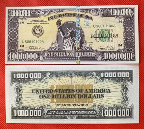 100pc Statue of Liberty Banknote 1 Trillion Dollars UV Serial Number Paper Money