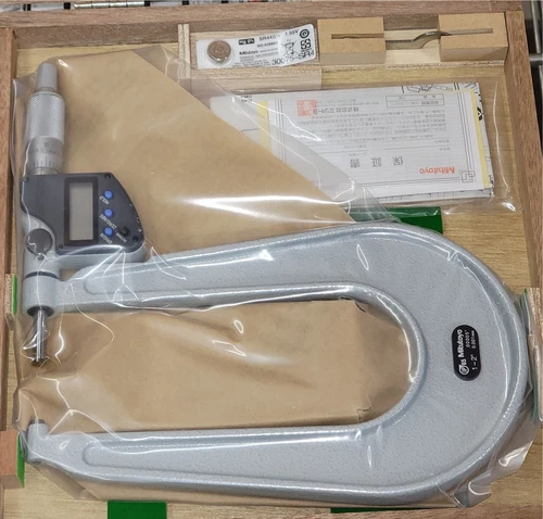 New Mitutoyo 1" - 2" Deep Throat Digital Electronic Sheet Metal Micrometer