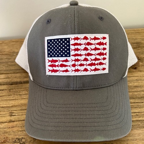 PFG American Flag Fishing Hat Grey 