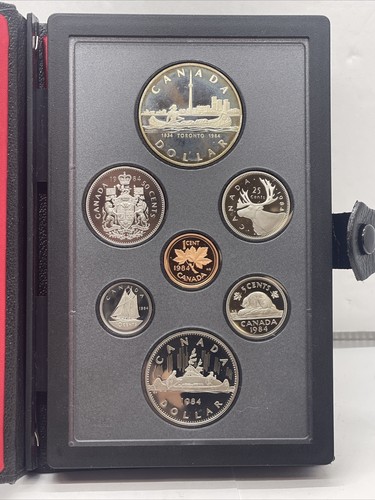 Royal Canadian Mint Double Dollar Proof LIKE Set Silver 7 Coins 1984 milky spots - Picture 2 of 14
