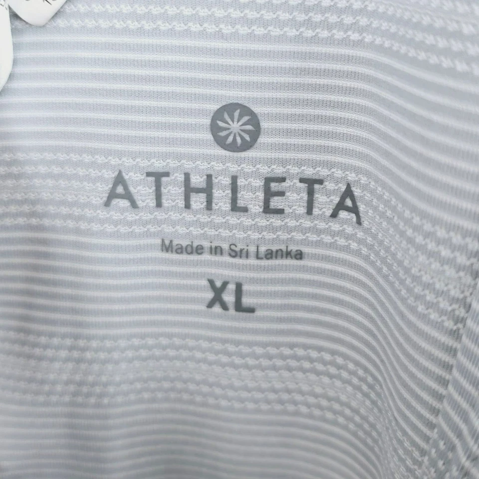 Camiseta sin mangas Athleta Max Out XL azul gris blanco a rayas lazo lateral espalda atletismo Foto 2 de 4