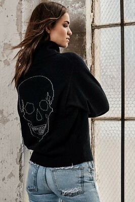 NWT Skull Cashmere Zyan Embroidered Skull Turtleneck Sweater