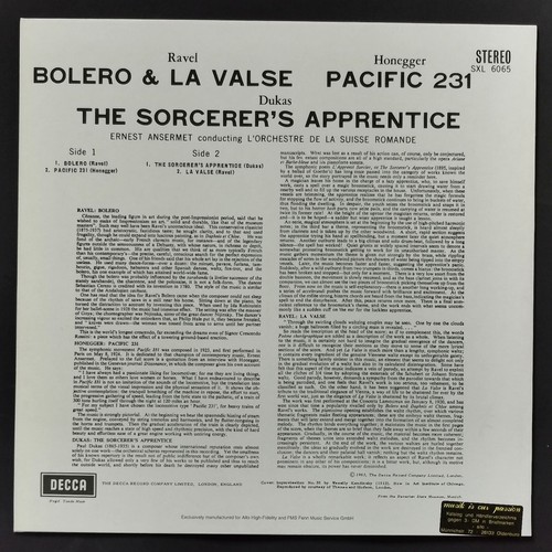 DECCA SXL-6055 Vinyl LP - Ravel - Honegger - Dukas - Ansermet - Picture 2 of 5