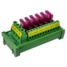 DC Power Fuse Distribution Strip Module 6 Position DIN Rail Mount