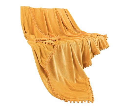 Nordic Pompom Flannel Sofa Blanket Boudoir Cozy Soft Warm Plush Throw Bed Cover - Picture 9 of 20