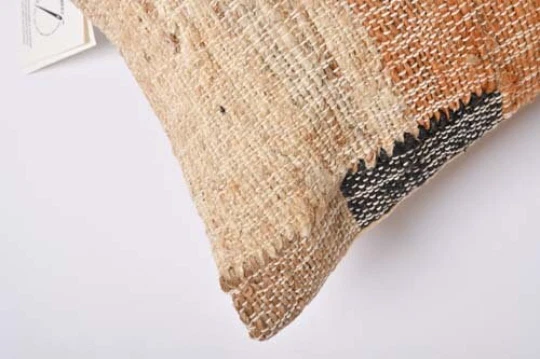 Funda de cojín rústica tejida a mano/telar a mano de lana de yute - Tejidos '22x14'' Foto 3 de 3