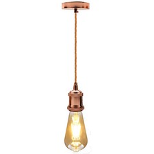 1m/ 2m Light Pendant Fitting Ceiling Rose Fabric Flex Hanging Lamp Holder Light