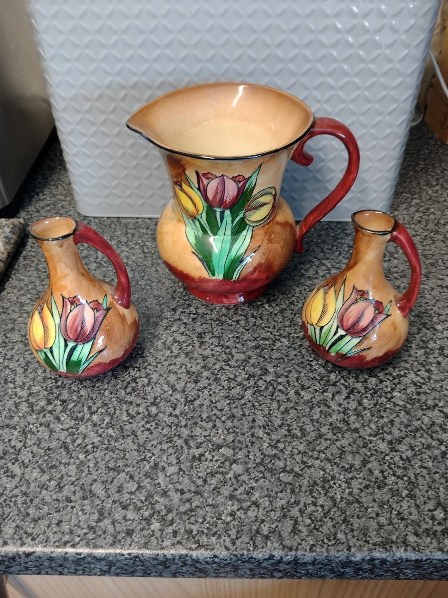 Vintage H &K Tunstall Hand Painted Tulip Time Jug 1930s X