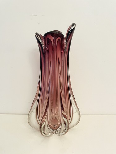 ๐ SEGUSO raro vaso costolato in vetro di Murano anni 60