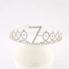 Silver Metal Rhinestone Happy 7th Birthday Princess Tiara Headband Queen Crown