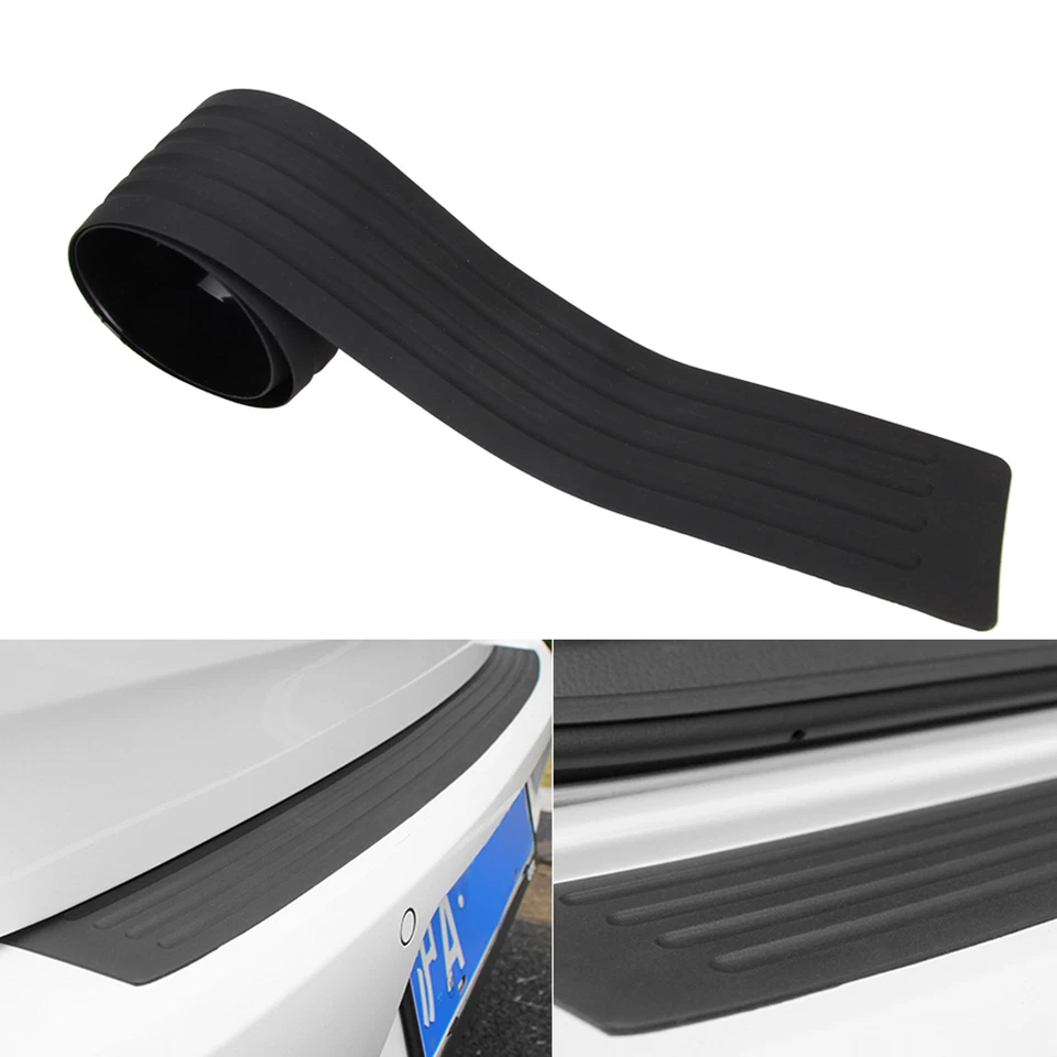 Car Rear Trunk Sill Plate Guard Rubber Bumper Protector Pad Cover + 4pc Stickers Foto 4 de 4