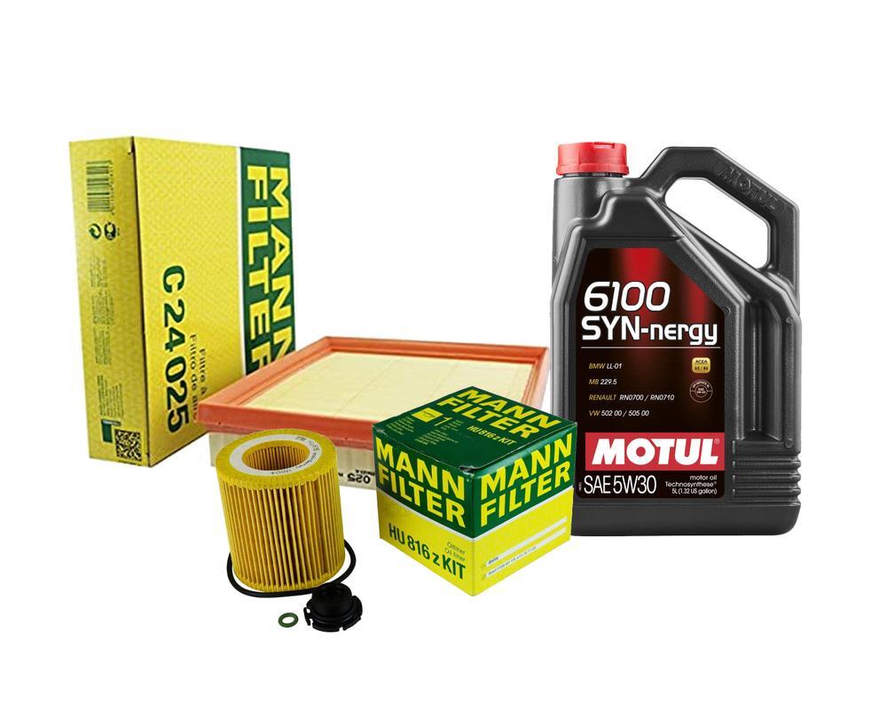 5L Motul 6100 SYN-NERGY 5W30 Mann Filter Motor Air Oil Change Kit For BMW 328i